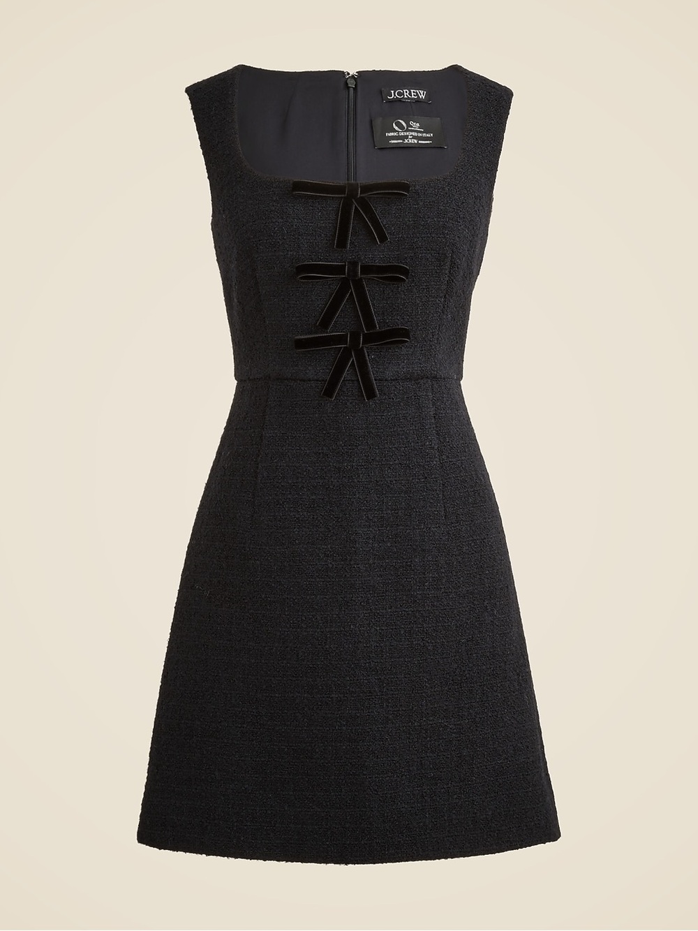 J. Crew Sophia dress with velvet bows in tweed